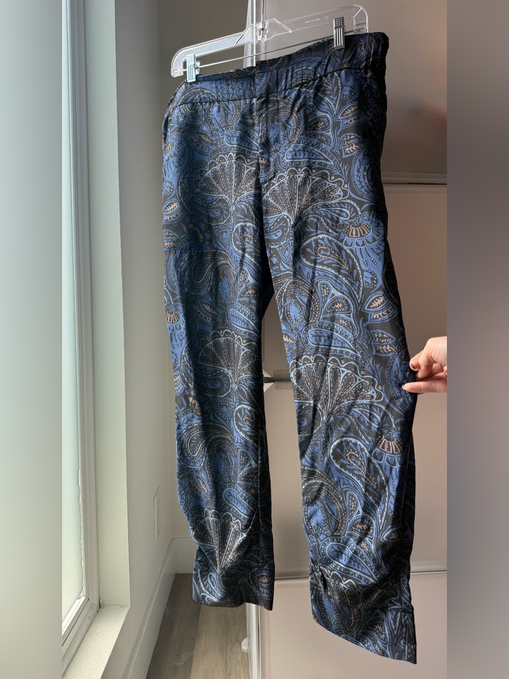 Marc by Marc Jacobs Quasar Blue Multi Paisley Silk Blend Trousers Size 6 Boho